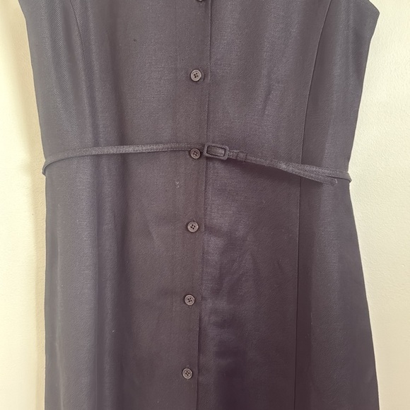 Emma James Black Sleeveless Sheath Button Down Dress with Collar and Belt - Picture 3 of 8